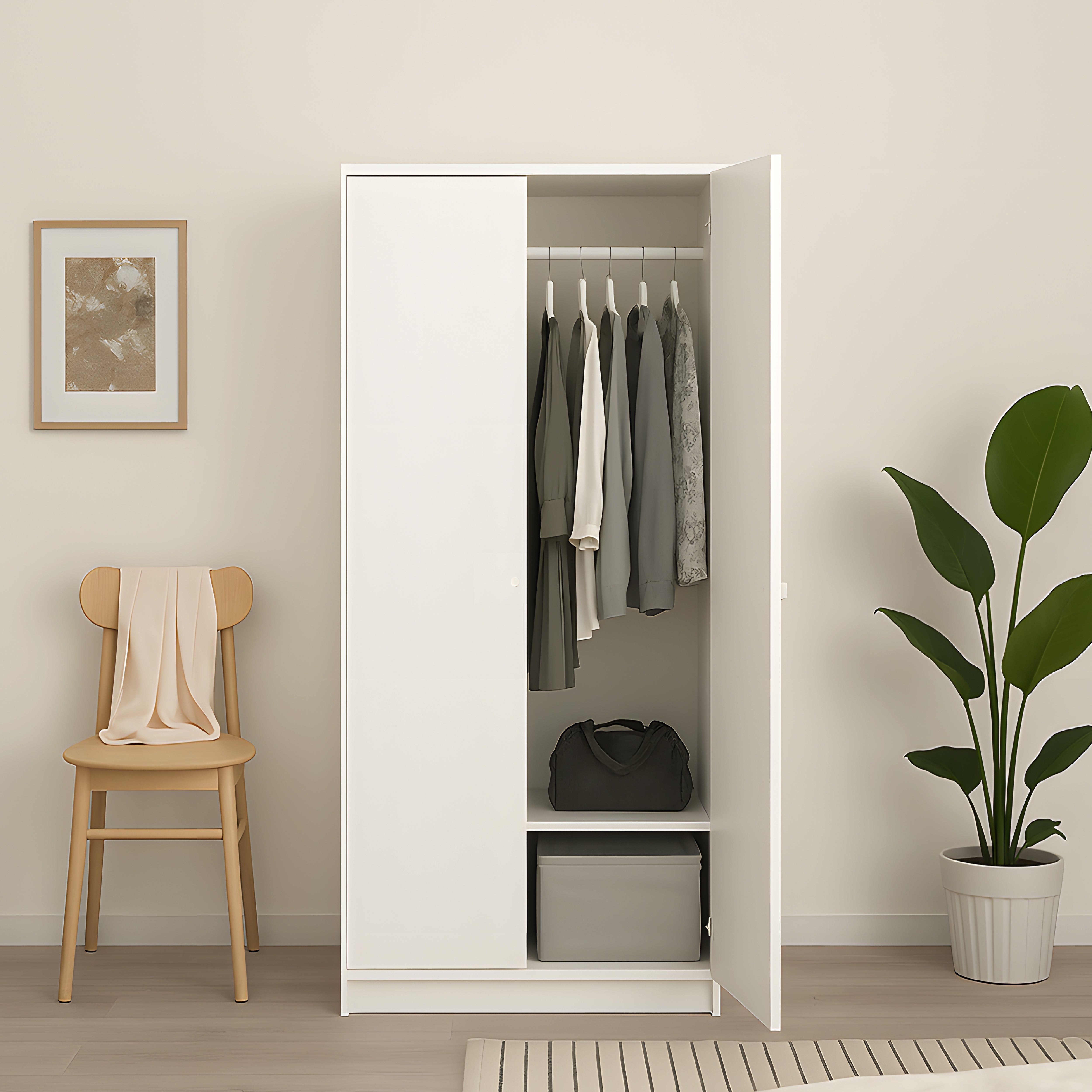 IKEA 棚 KLEPPSTAD ワードローブ ホワイト 79x176 cm KLEPPSTAD クレップスタード ワードローブ 扉2枚付, ホワイト - IKEA