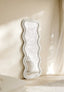 AURORA Wavy Mirror, White Velvet, 60x160 cm