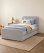 LILI Bed Frame with Pullout Bed, Performance Velvet, Soft Grey