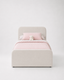 LILI Bed Frame with Pullout Bed, Performance Velvet, White