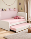 LILI Bed Frame with Pullout Bed, Performance Velvet, White