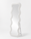 AURORA Wavy Mirror, White Velvet, 60x160 cm