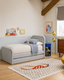 LILI Bed Frame with Pullout Bed, Performance Velvet, Soft Grey
