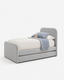 LILI Bed Frame with Pullout Bed, Performance Velvet, Soft Grey