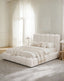 SOLENE, Upholstered Ottoman Bed Frame, Performance Velvet in Soft Ivory