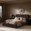 SOLENE, Upholstered Ottoman Bed Frame, Performance Velvet in Taupe Brown