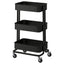RÅSKOG black trolley, 3 mesh tiers on castors