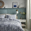RODGERSIA duvet cover and pillowcase, blue/white paisley, in a bedroom