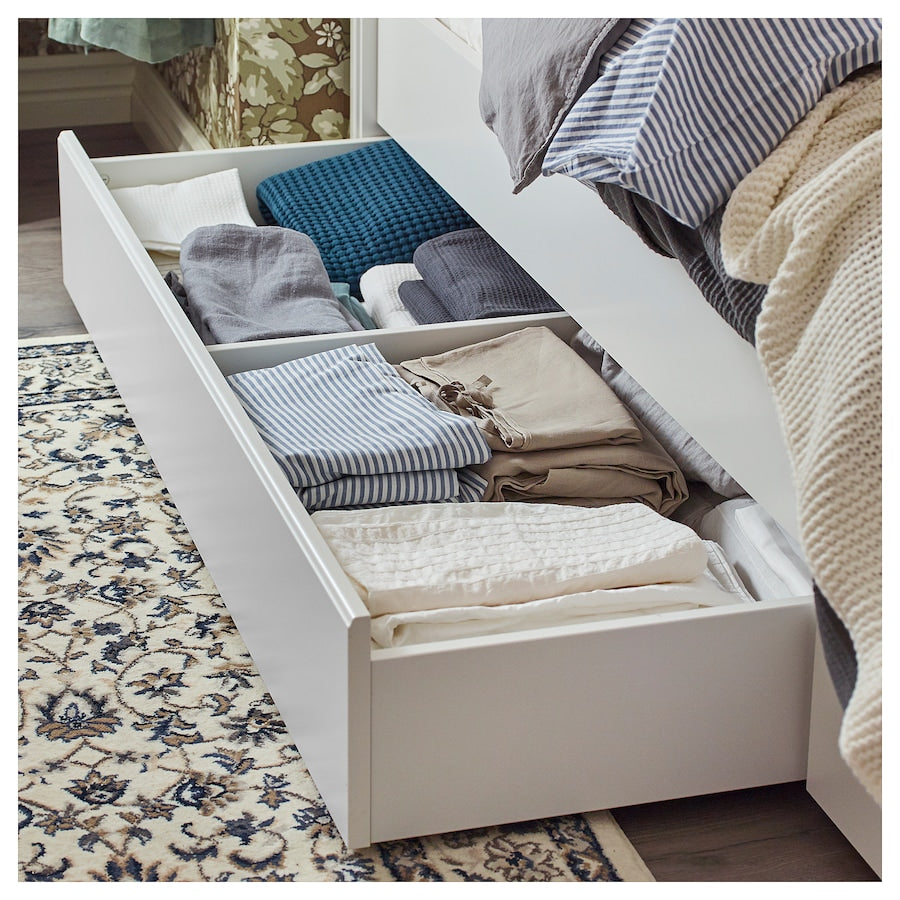 Songesand bed frame with 4 storage boxes discount