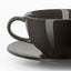 VARDAGEN dark grey teacup with saucer, glossy glazed finish