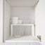 VARIERA shelf insert organising cups and bowls in a cabinet