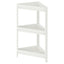 VESKEN white corner shelf unit, 3 triangular tiers